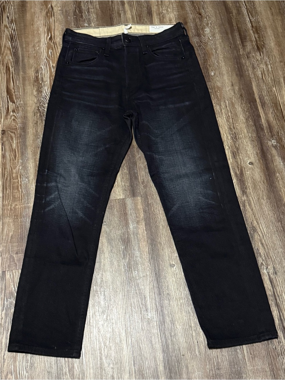 Rag & Bone Maya High Rise Ankle Slim Jeans Women's 26 Button Fly in Worn Black